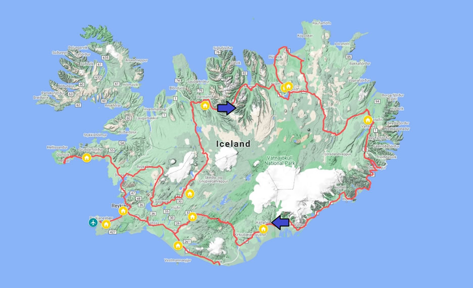 Mappa Islanda - tour delle meraviglie